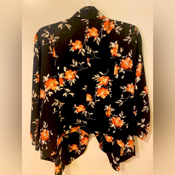 Draping front floral cardigan - Picture 2 of 2